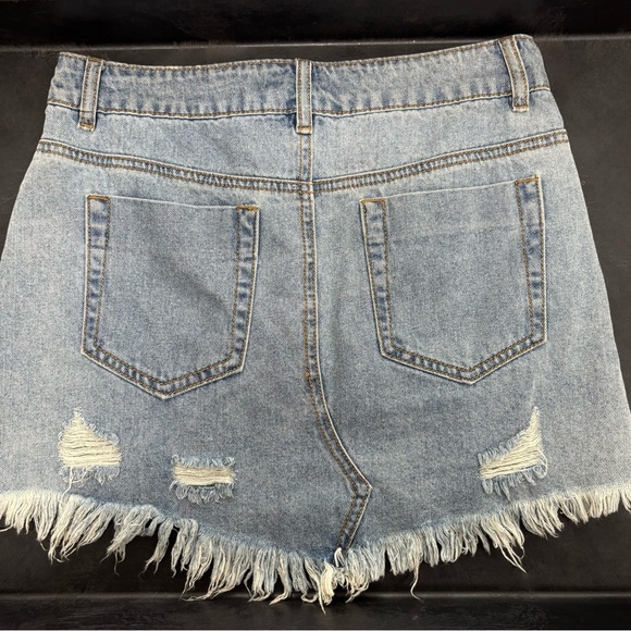 Distressed Denim Mini Skirt - Picture 4 of 4